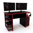 Escritorio Gamer Delos 120cm Con 4 Estantes Negro y Rojo