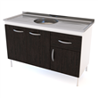Bajo Mesada 120cm 3 Puertas 1 Cajón Blanco Termo Negro Delos (Sin Mesada)