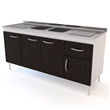 Bajo Mesada 160cm 4 Puertas 1 Cajón Blanco Termo Negro Delos (Sin Mesada)