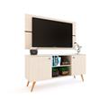 Rack con Panel para Tv hasta 42" 2 Puertas Estantes Fineline Crema Delos