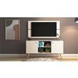 Rack con Panel para Tv hasta 42" 2 Puertas Estantes Fineline Crema Delos