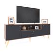Rack Delos Para TV Hasta 65" 3 Puertas Estante Roble Nebraska Gris y Gris Sombra