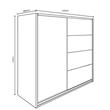 Placard 2 Puertas Corredizas 2 Cajones con Espejos 210x123x58cm Pino Cascina Delos