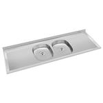 Mesada Doble Bacha Acero Inoxidable 140cm Respaldo Reforzado Duranox