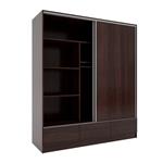Placard Premium 2 Puertas Corredizas 3 Cajones 182x211x60cm Wengue Orlandi