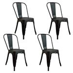 COMBO: 4 Sillas Metálicas Tolix Negro Mate DA-C233-NEGMAT