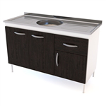 Bajo Mesada 120cm 3 Puertas 1 Cajón Blanco Termo Negro Delos (Sin Mesada)