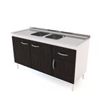 Bajo Mesada 140cm 3 Puertas Blanco Termo Negro Delos (sin mesada)