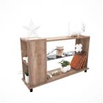 Mesa de Arrime con Estante de Vidrio Roble Nebraska Gris Delos