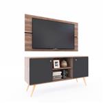 Rack con Panel para Tv hasta 42" 2 Puertas Estantes Nebraska Gris / Gris Sombra Delos