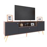 Rack Delos Para TV Hasta 65" 3 Puertas Estante Roble Nebraska Gris y Gris Sombra