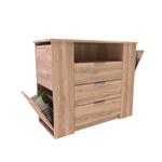 Cómoda 3 Cajones con Zapateras Doble + Estante 94x111.5x48cm Roble Nebraska Natural Delos