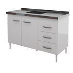 Bajo Mesada 120 cm. 2 Puertas 3 Cajones Blanca Delos (Sin Mesada)