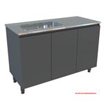 Bajo Mesada Delos Lux 3 Puertas Gris Sombra Estante Interno Patas Regulables (Sin Mesada)