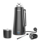 Termo Eléctrico Peabody 1 Litro Negro Inoxidable Bombilla Tapa Mate Térmica