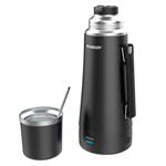 Termo Eléctrico Peabody 1 Litro Negro Inoxidable Bombilla Tapa Mate Térmica