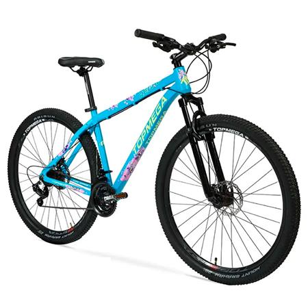 Bicicleta Mountain Bike Topmega Regal R29 Aluminio Celeste/Amarillo/Rosa Talle M