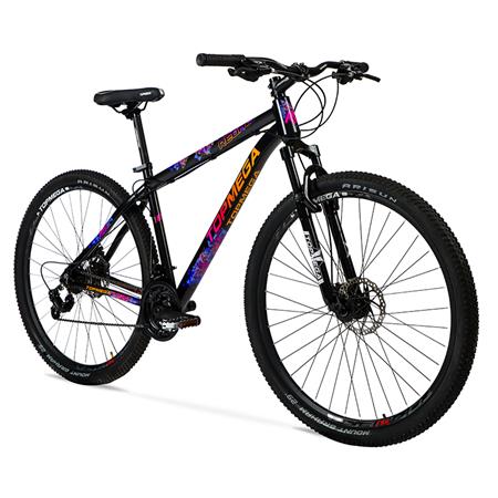 Bicicleta Mountain Bike Topmega Regal R29 Aluminio 21v Negra/Fucsia/Naranja Talle M