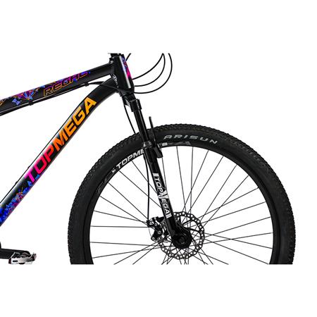 Bicicleta Mountain Bike Topmega Regal R29 Aluminio 21v Negra/Fucsia/Naranja Talle M