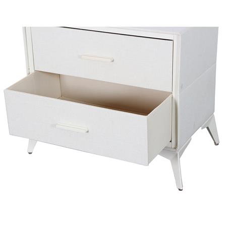Mesa de Luz Dalton 2 Cajones Crema Metal Tela 231003