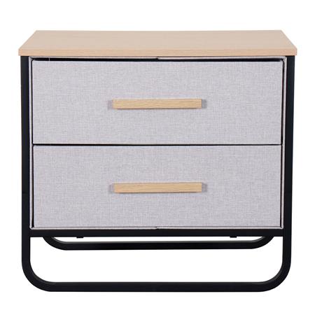 Mesa de Luz / Cajonera Dalton 2 Cajones Gris Negro Madera 24216