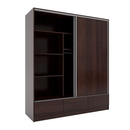 Placard Premium 2 Puertas Corredizas 3 Cajones 182x211x60cm Wengue Orlandi