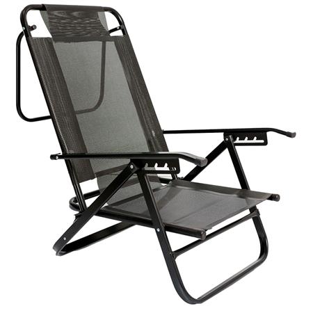 Reposera Playera Descansar Caño Aluminio 5 Posiciones Coversol Negro 80045