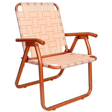 Sillón Plegable de Aluminio Descansar Coversol Apoyabrazos Cobre Crema 80049