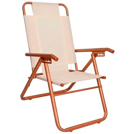 Reposera Baja Descansar de Aluminio y Coversol Cobre/Crema 5 Posiciones 80053