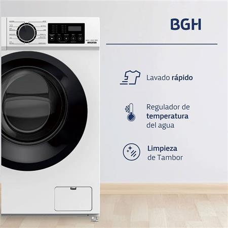 Lavarropas Automático BGH Inverter 6KG 1000RPM Carga Frontal Clase A BWFI06W24AR.