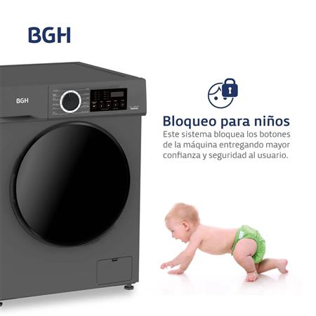 Lavarropas Automático BGH 8kg Inverter Carga Frontal 1400rpm BWFI08S24AR.