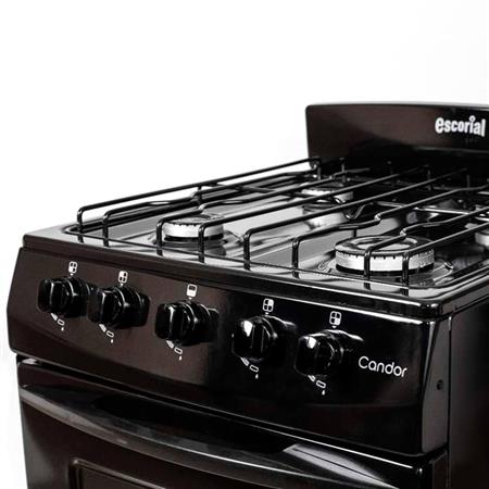 Cocina Candor Negra 50cm 4 Hornallas Gas Natural Escorial
