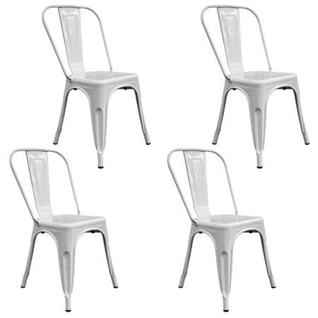 COMBO: 4 Sillas Metálicas Tolix Blanco Brilloso DA-C233-BLABRI