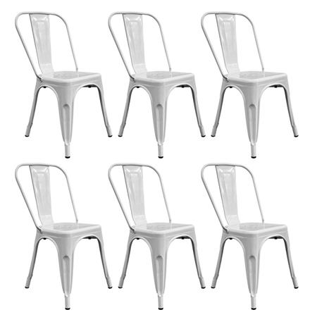 COMBO: 6 Sillas Metálicas Tolix Blanco Brilloso DA-C233-BLABRI