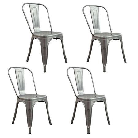 COMBO: 4 Sillas Metálicas Tolix Gris Brilloso DA-C233-GRIBRI
