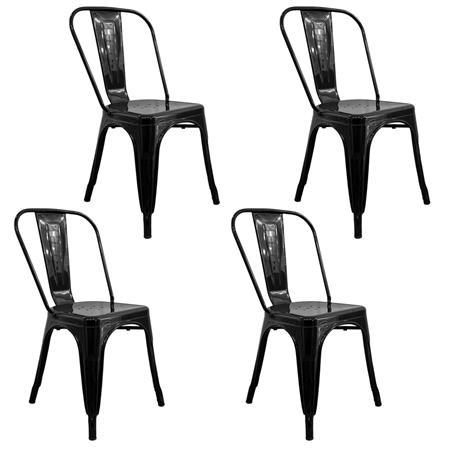 COMBO: 4 Sillas Metálicas Tolix Negro Brilloso DA-C233-NEGBRI