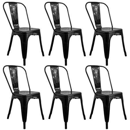 COMBO: 6 Sillas Metálicas Tolix Negro Brilloso DA-C233-NEGBRI