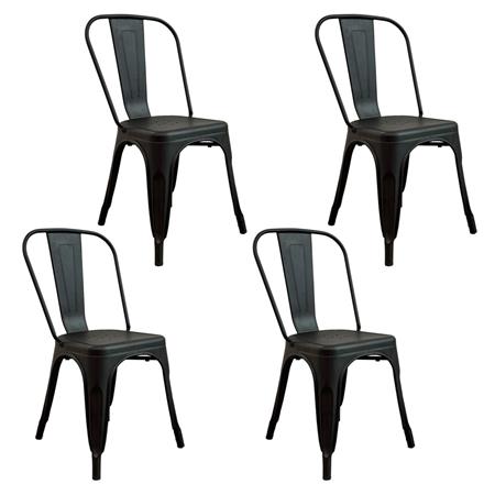 COMBO: 4 Sillas Metálicas Tolix Negro Mate DA-C233-NEGMAT