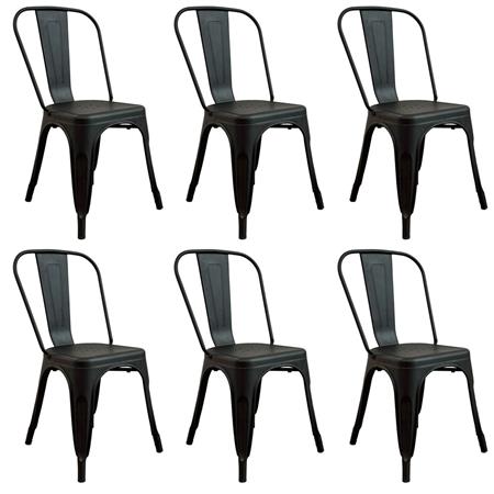 COMBO: 6 Sillas Metálicas Tolix Negro Mate DA-C233-NEGMAT