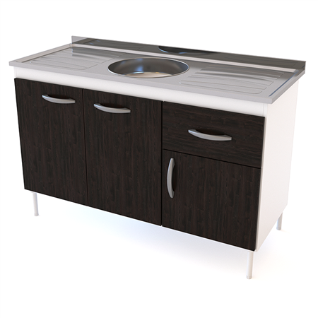 Bajo Mesada 120cm 3 Puertas 1 Cajón Blanco Termo Negro Delos (Sin Mesada)