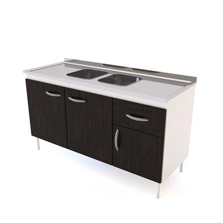 Bajo Mesada 140cm 3 Puertas Blanco Termo Negro Delos (sin mesada)