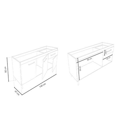 Bajo Mesada 140cm 3 Puertas Blanco Delos (sin mesada)