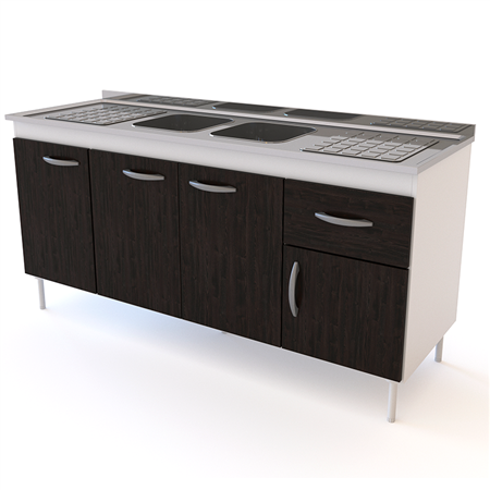 Bajo Mesada 160cm 4 Puertas 1 Cajón Blanco Termo Negro Delos (Sin Mesada)