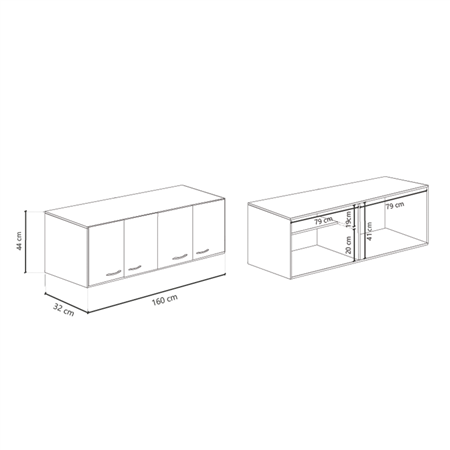 Alacena 160cm 4 Puertas Blanco Termo Negro Delos