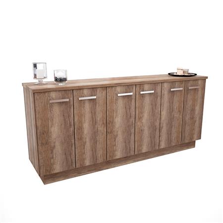 Bahiut 6 Puertas 2 Cajones 180cm Roble Nebraska Gris Delos