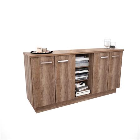 Bahiut 4 Puertas 2 Estantes 80x160x42cm Roble Nebraska Gris Delos