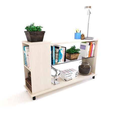 Mesa de Arrime con Estante de Vidrio Fineline Crema Delos