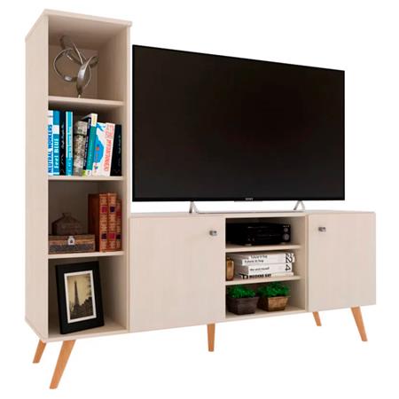 Rack Delos para Tv Hasta 55" 2 Puertas Estantes Fineline Crema