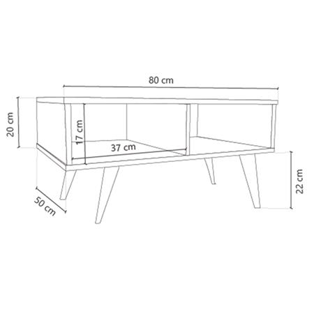 Mesa Baja Escandinava 40x80x50cm Gris Cubanita Delos
