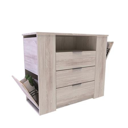 Cómoda 3 Cajones con Zapateras Doble + Estante 94x111.5x48cm Pino Cascina Delos